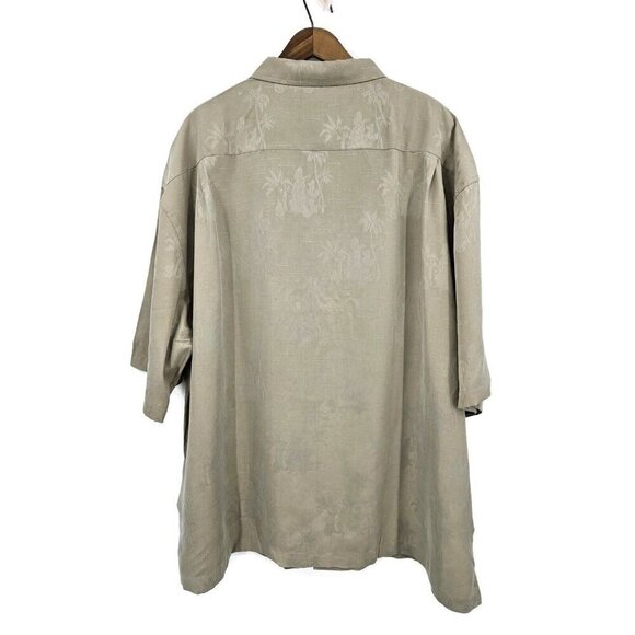 New Guy Buffet Silk Hawaiian Shirt Mens XXL Solid Tropical Beige Button Front - Picture 5 of 6